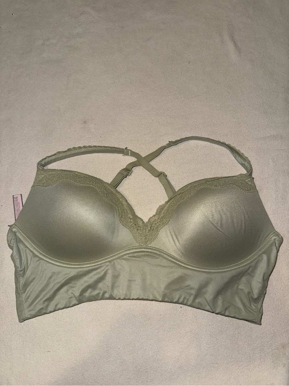 Light Sage Lace-Trim Longline Bra - Women Intimates
